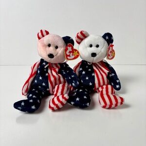 Ty Beanie Baby – Spangle the Bear – Pink Face & White Face Variations – Vintage